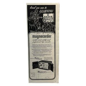 Magnecorder Magnecordette Vintage Print Ad 1952 Music Tape Recorders